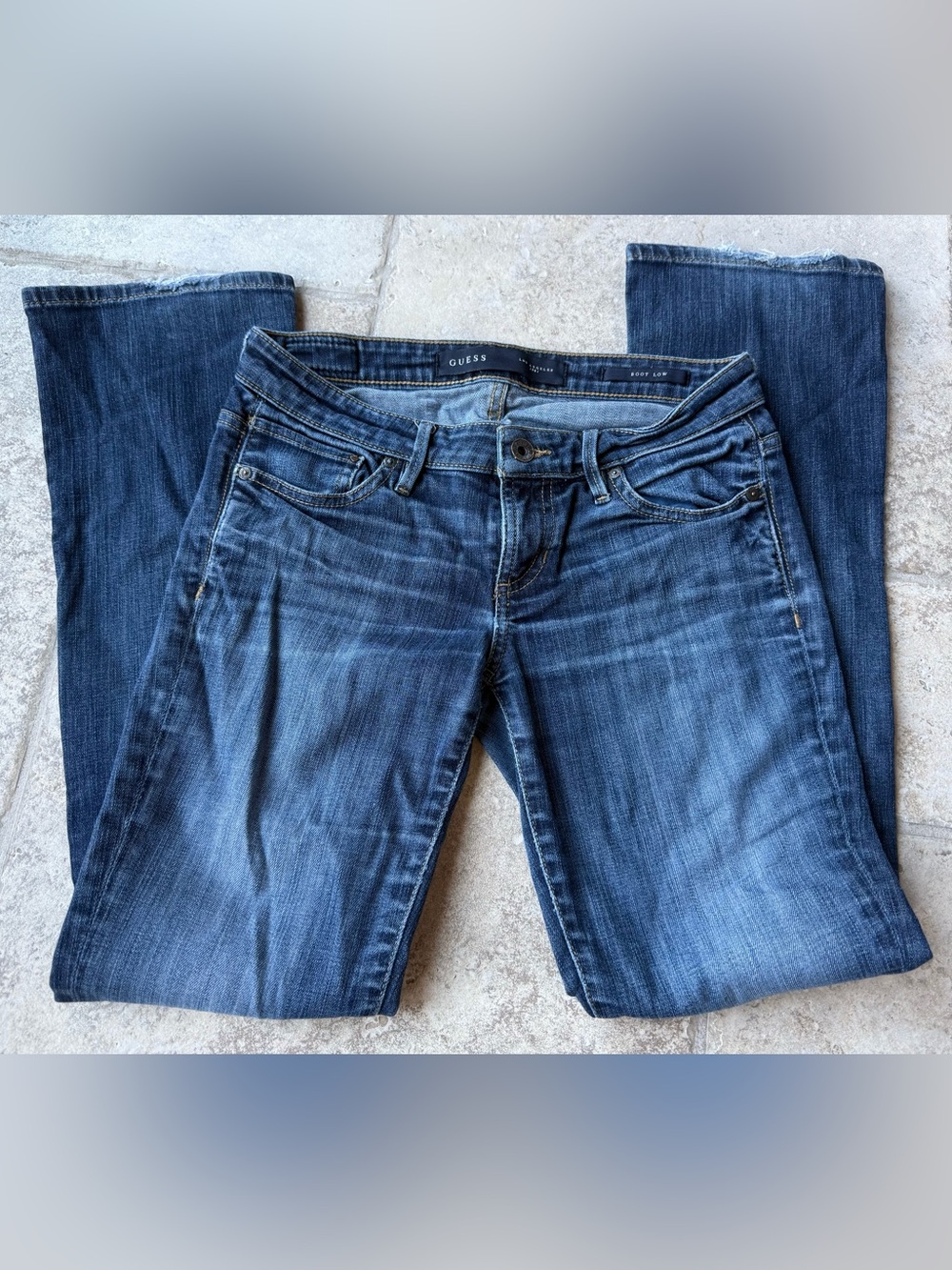GUESS Los Angeles Blue Bootcut Jeans - Low Rise- Medium Wash- Waist 26